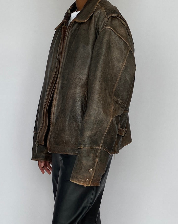 VINTAGE BROWN LEATHER JACKET 0000