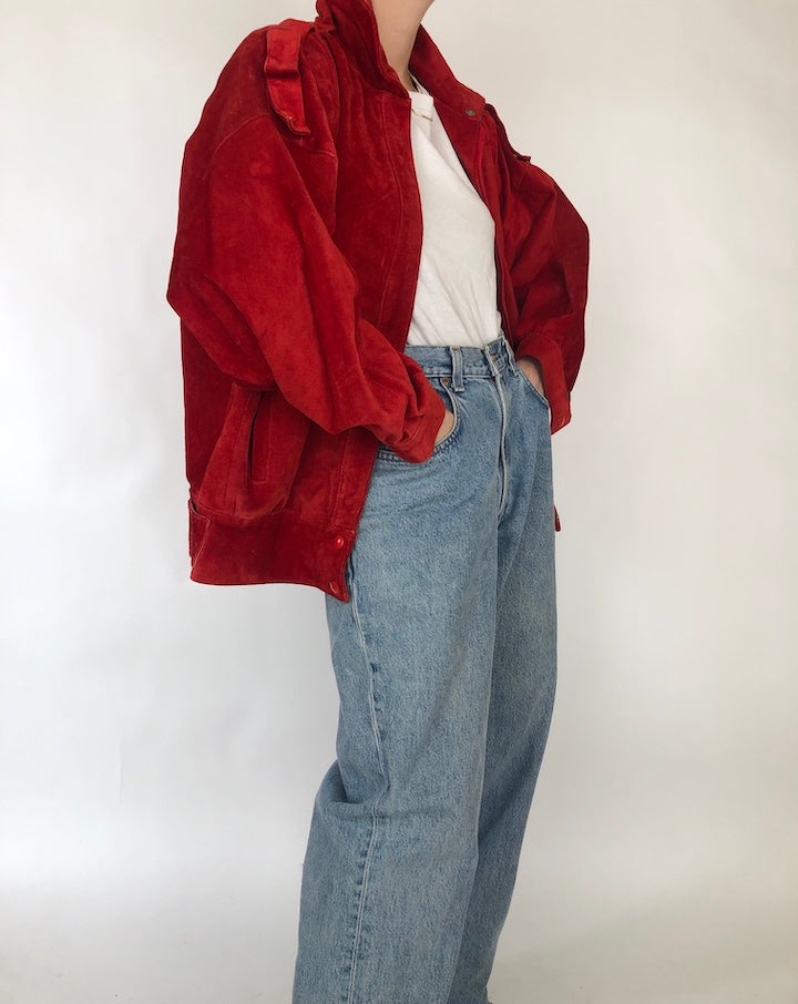 VINTAGE RED BEAUTIFUL SUEDE OVERSIZED JACKET 225