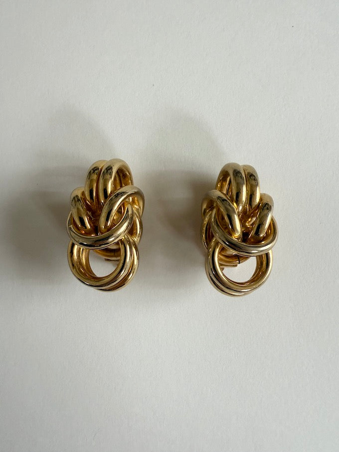 Vintage Gold Knot Clip-On Earrings