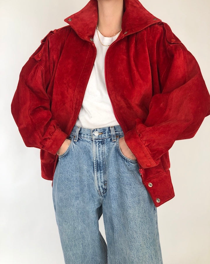 VINTAGE RED BEAUTIFUL SUEDE OVERSIZED JACKET 225