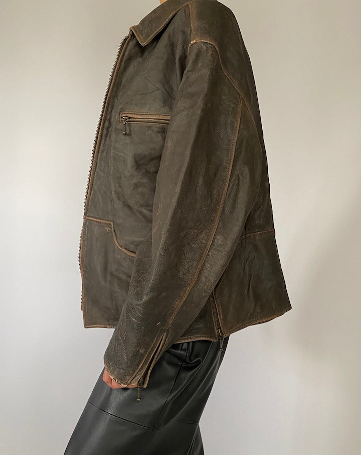 VINTAGE BROWN LEATHER JACKET 1111