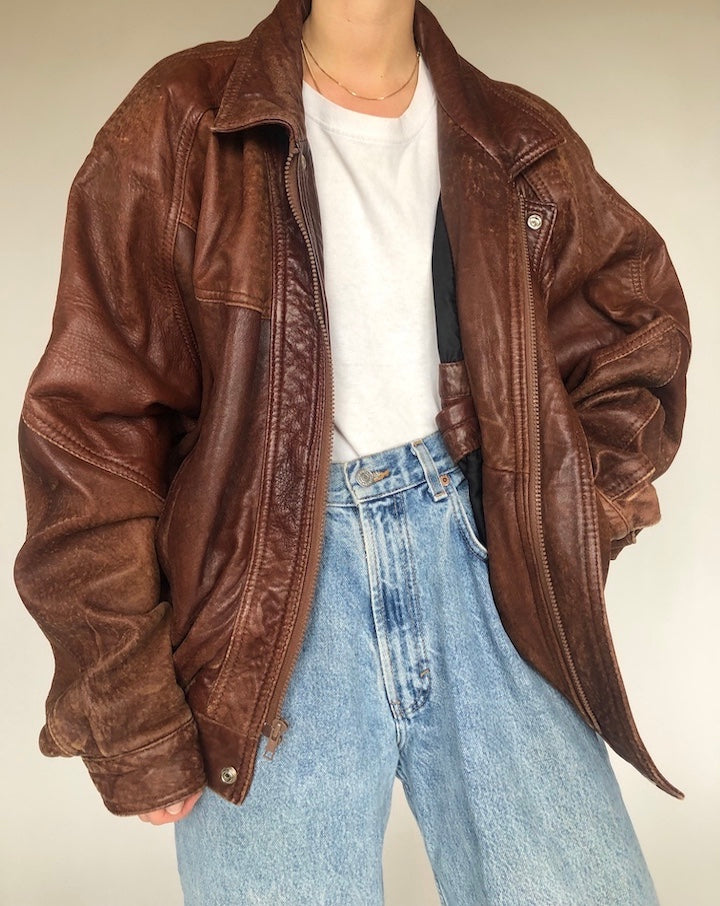 VINTAGE BROWN LEATHER JACKET 127