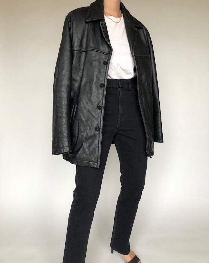 VINTAGE BLACK LEATHER JACKET 129