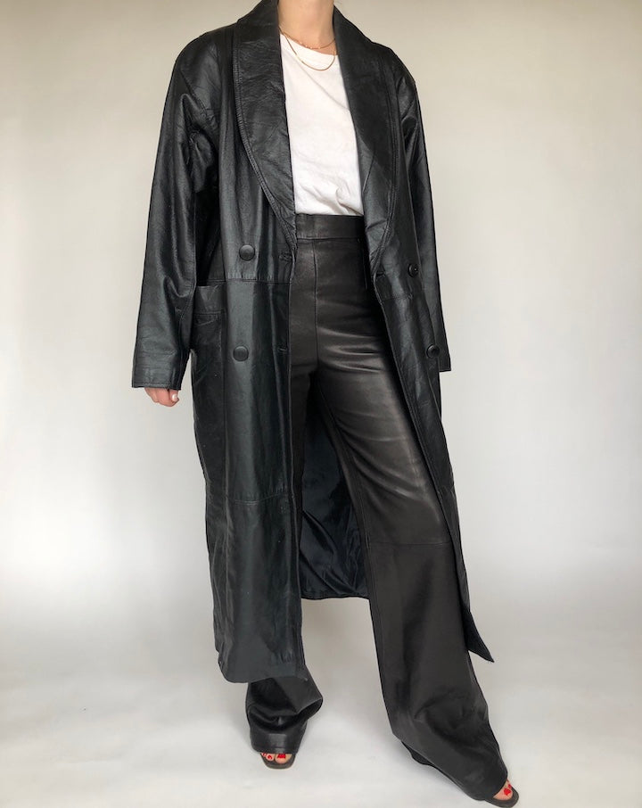 VINTAGE OVERSIZED LONG LEATHER JACKET 146