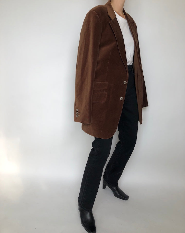 VINTAGE BROWN VELVET BLAZER