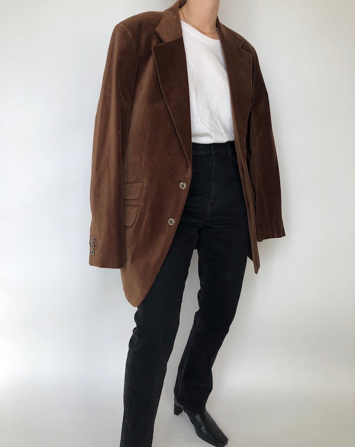VINTAGE BROWN VELVET BLAZER