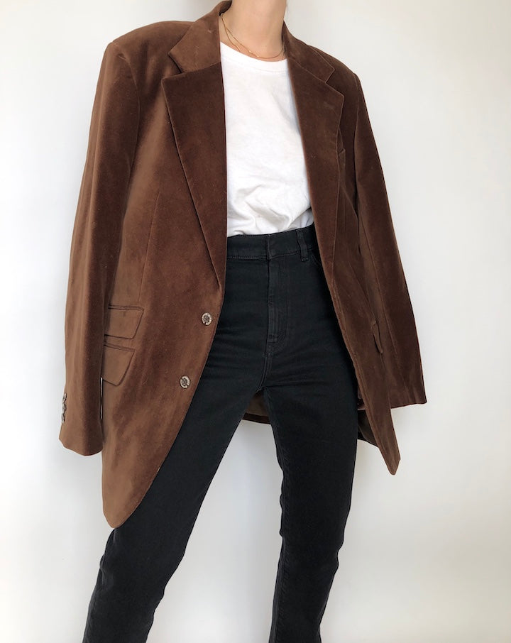 VINTAGE BROWN VELVET BLAZER
