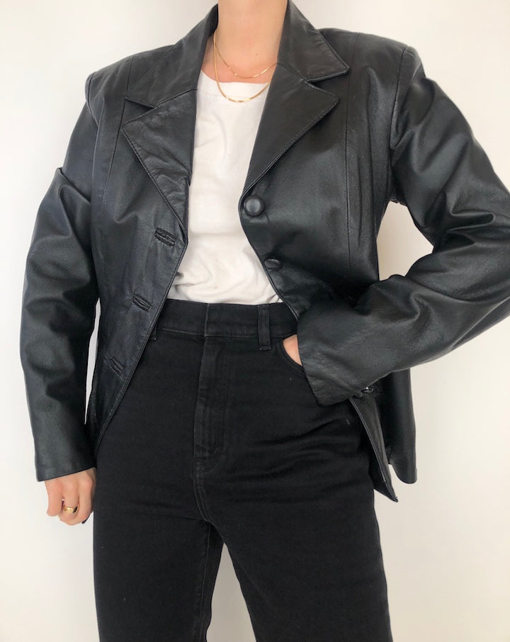 VINTAGE BLACK LEATHER JACKET 202