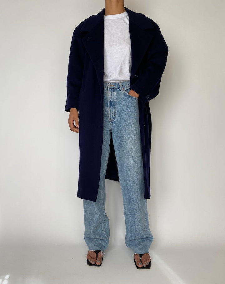 VINTAGE NAVY LONG COAT 2549