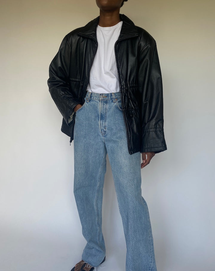 VINTAGE BLACK LEATHER JACKET 3079