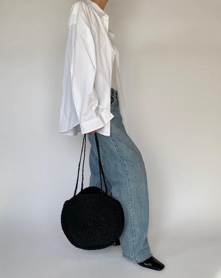 Vintage Black Round Basked Bag 3282