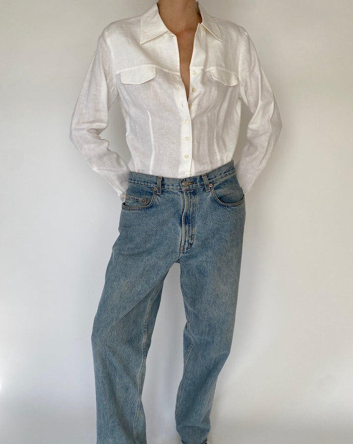 Vintage White Linen Shirt 3406
