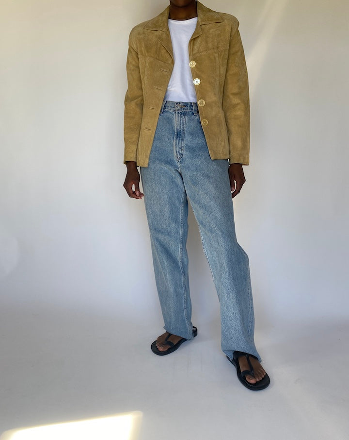 VINTAGE BEIGE SUEDE LEATHER JACKET 3456