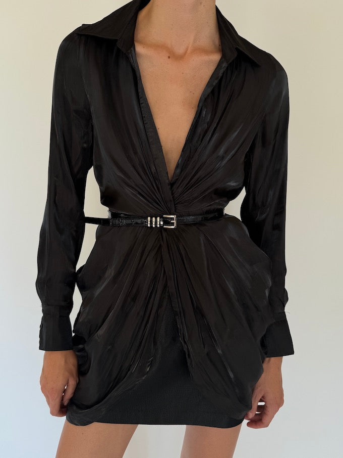 Vintage black long-sleeve blouse 3804