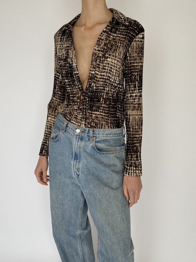 Vintage Animal Printed Blouse 3898