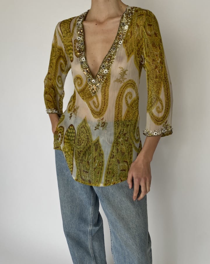 VINTAGE SHEER PRINTED TOP 4230