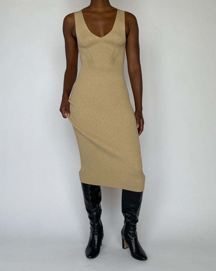 VINTAGE LONG MICHAEL KORS GOLD DRESS 4249