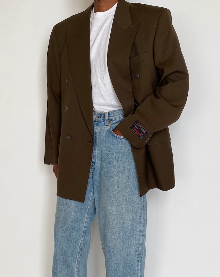 VINTAGE BROWN DOUBLE-BREASTED BLAZER 4257