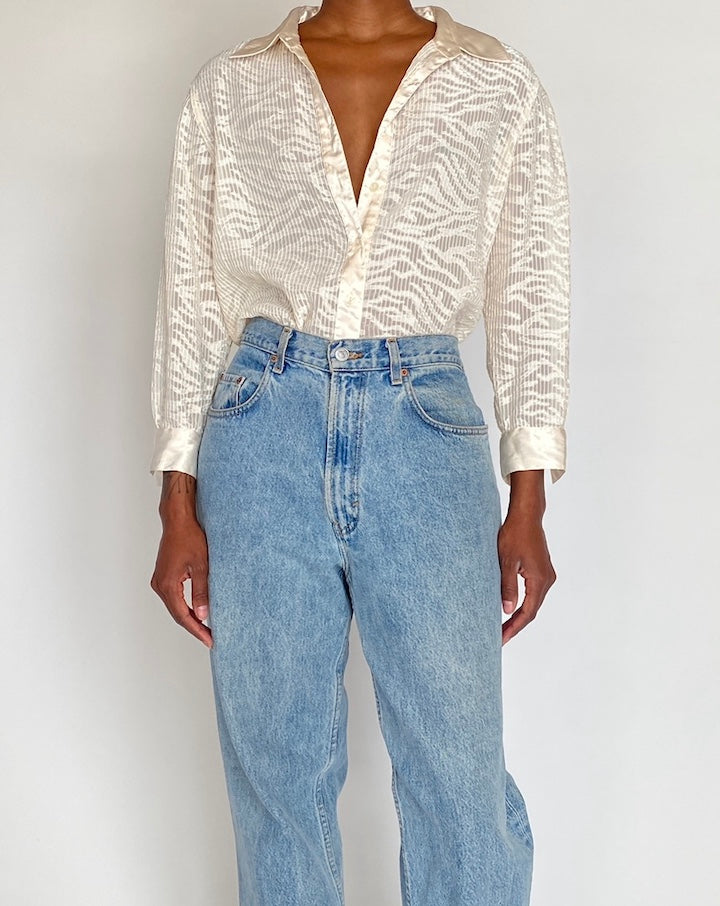 VINTAGE CREAM TEXTURED BLOUSE 4348