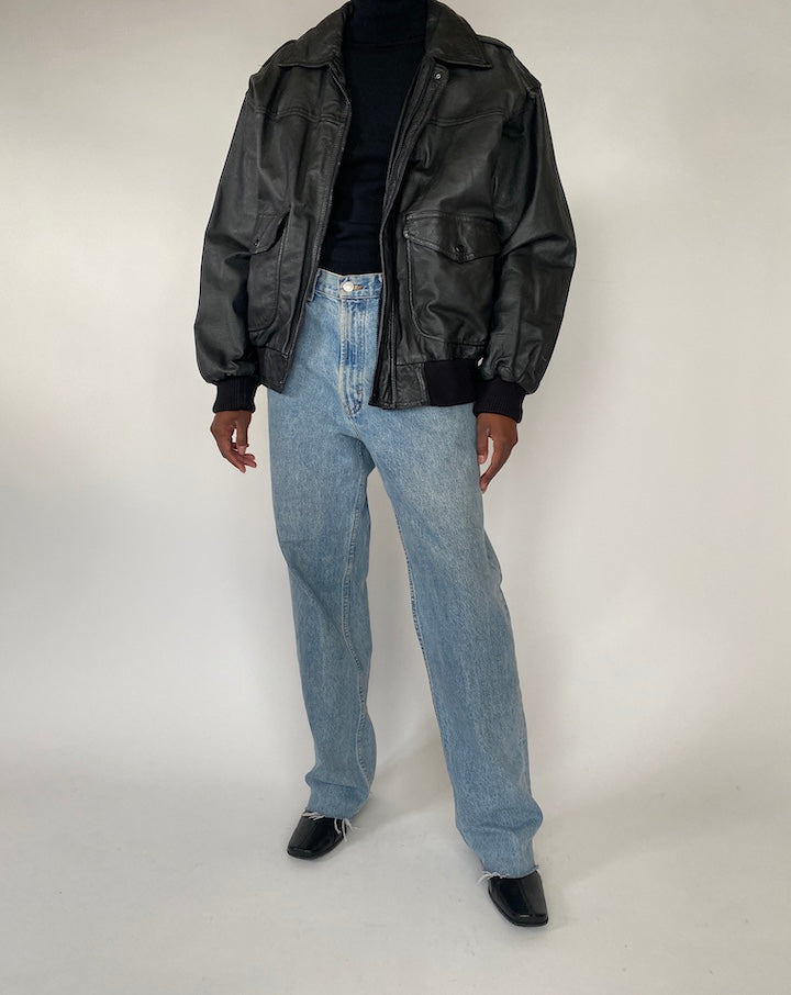 VINTAGE OVERSIZED BOXY LEATHER JACKET 4370