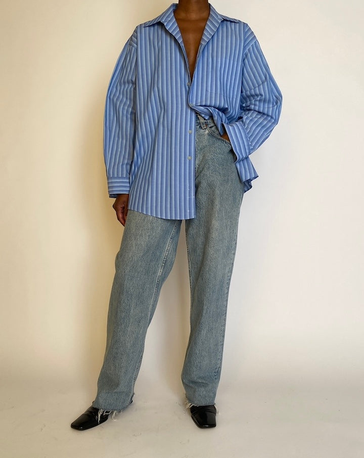 VINTAGE BLUE STRIPED SHIRT 4444