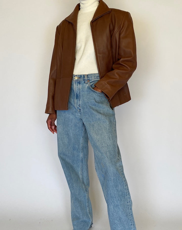 VINTAGE BROWN LEATHER JACKET 4468