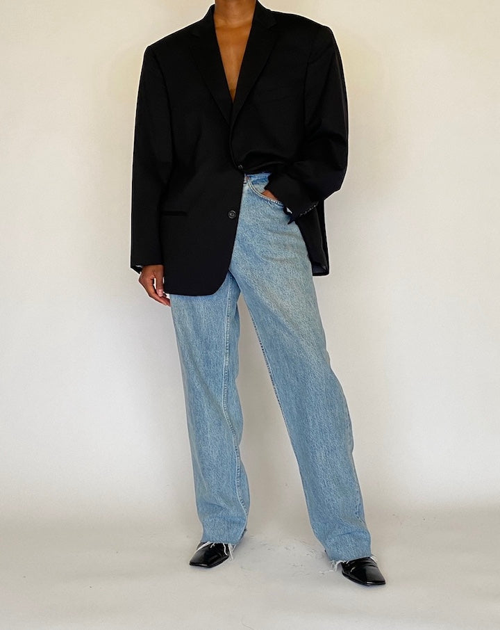 VINTAGE BLACK WOOL BLAZER 4494