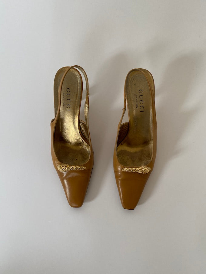 Vintage Gucci Slingback Leather Pump 4508