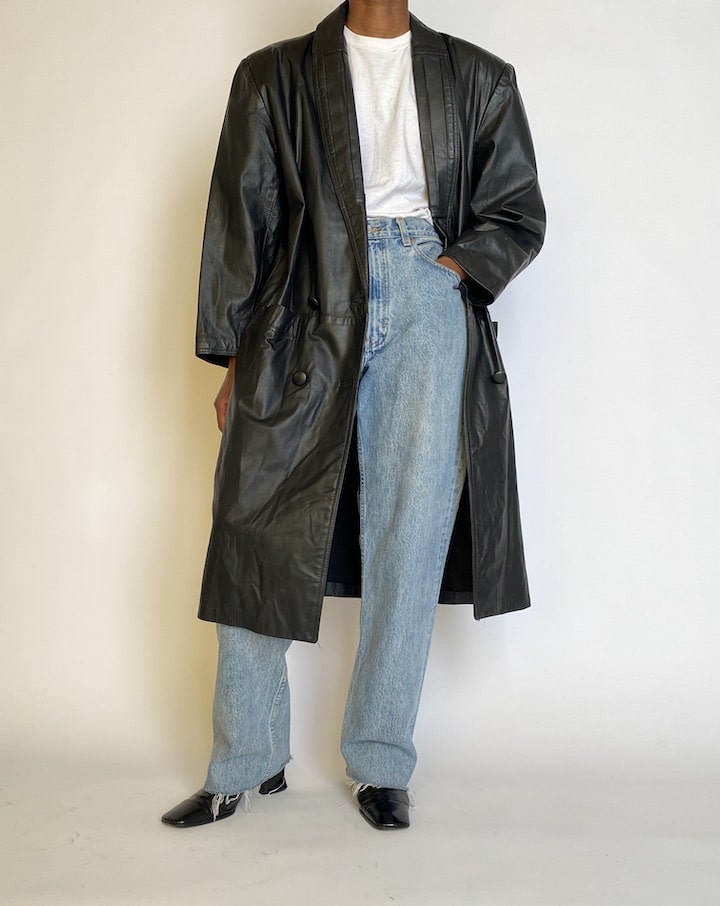 VINTAGE LONG OVERSIZED LEATHER JACKET 4510