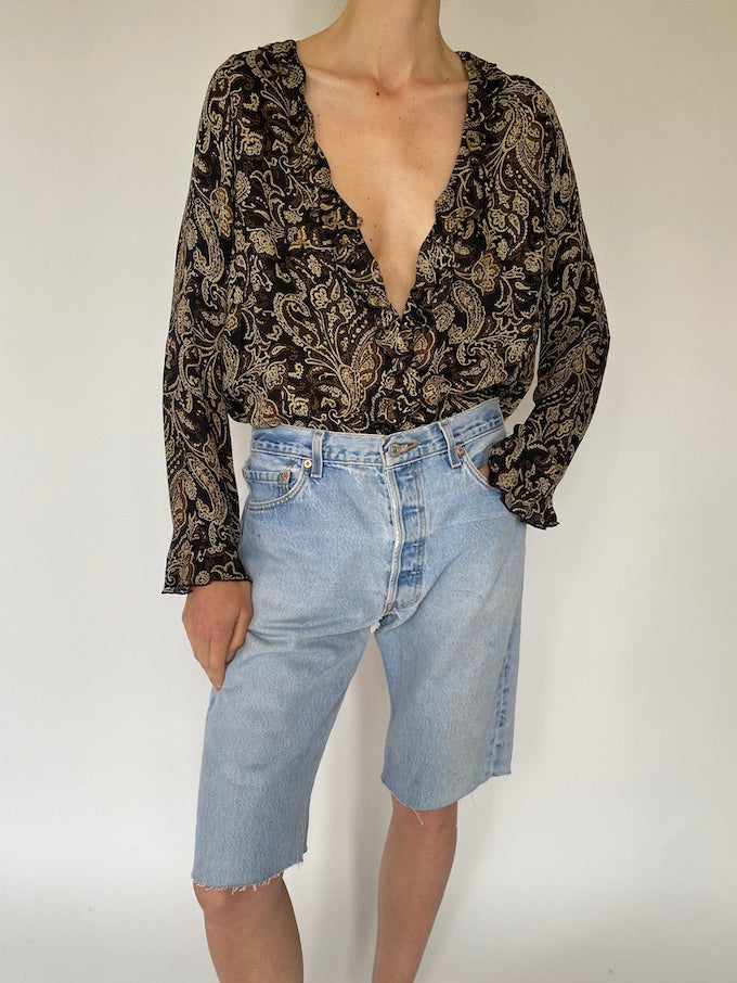 Vintage printed ruffled blouse 4562