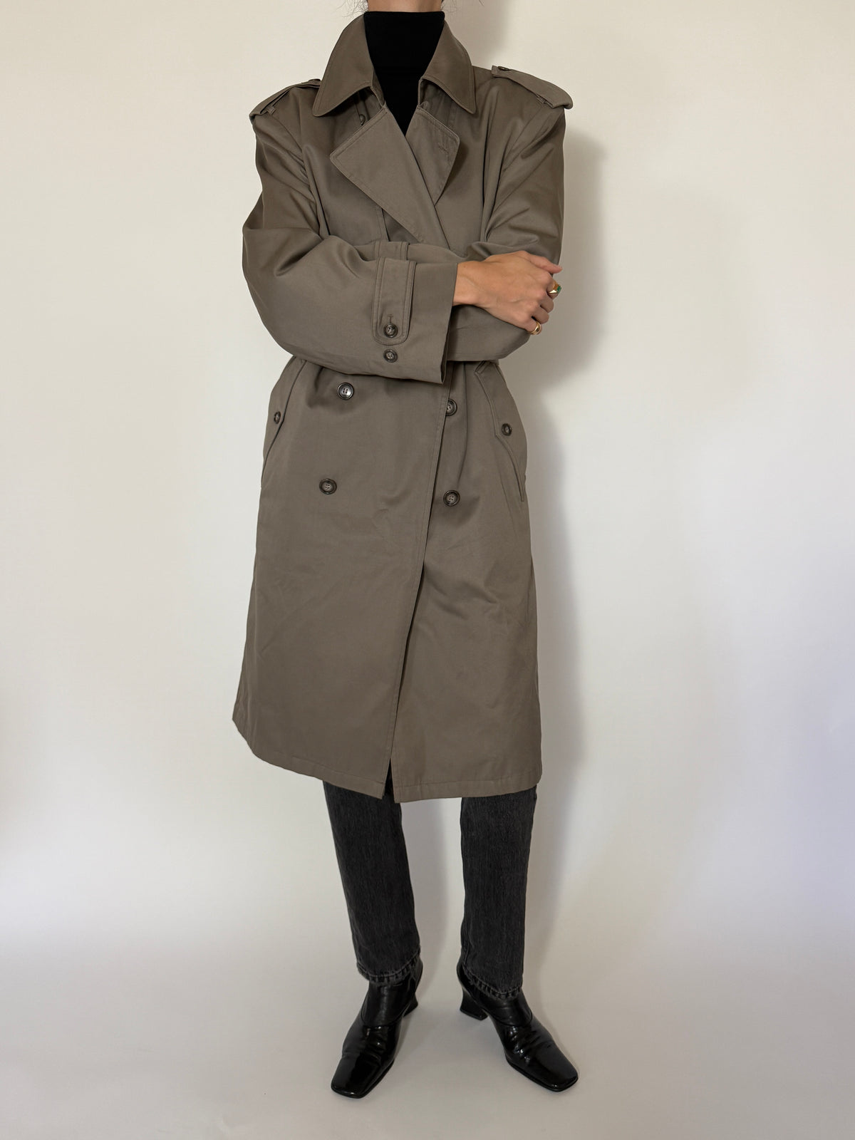 Vintage Double-Breasted Trench Coat in Sage 8478