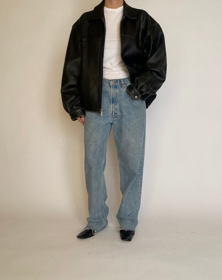 VINTAGE BLACK BOXY LEATHER JACKET 4601