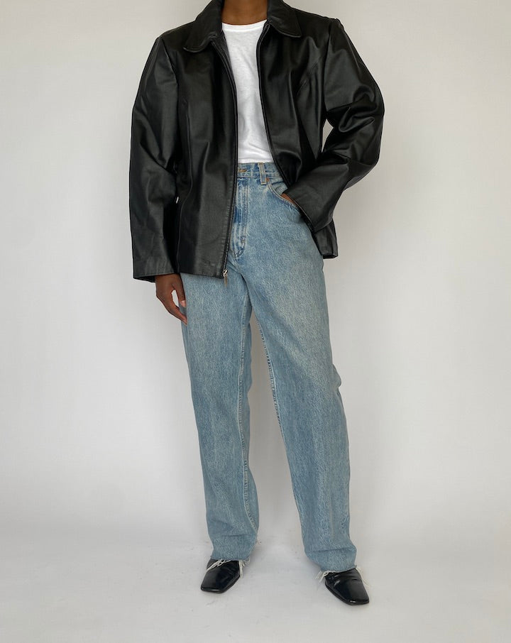 VINTAGE BLACK LEATHER JACKET 4602