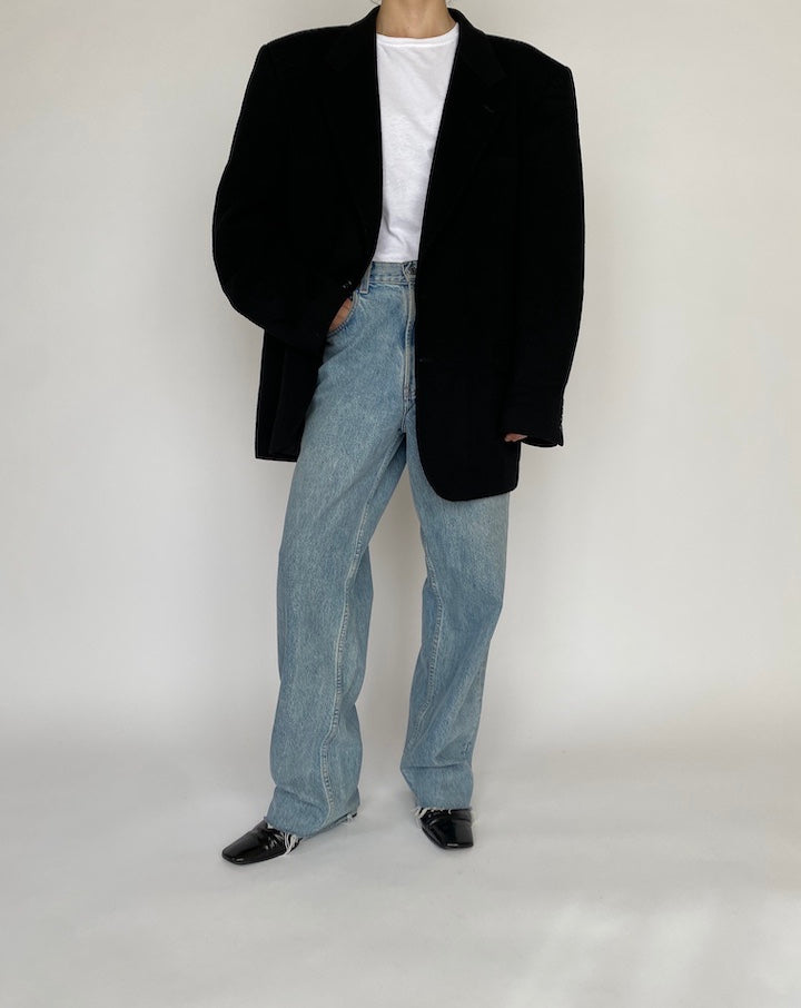 VINTAGE BLACK CASHMERE WOOL BLAZER 4699