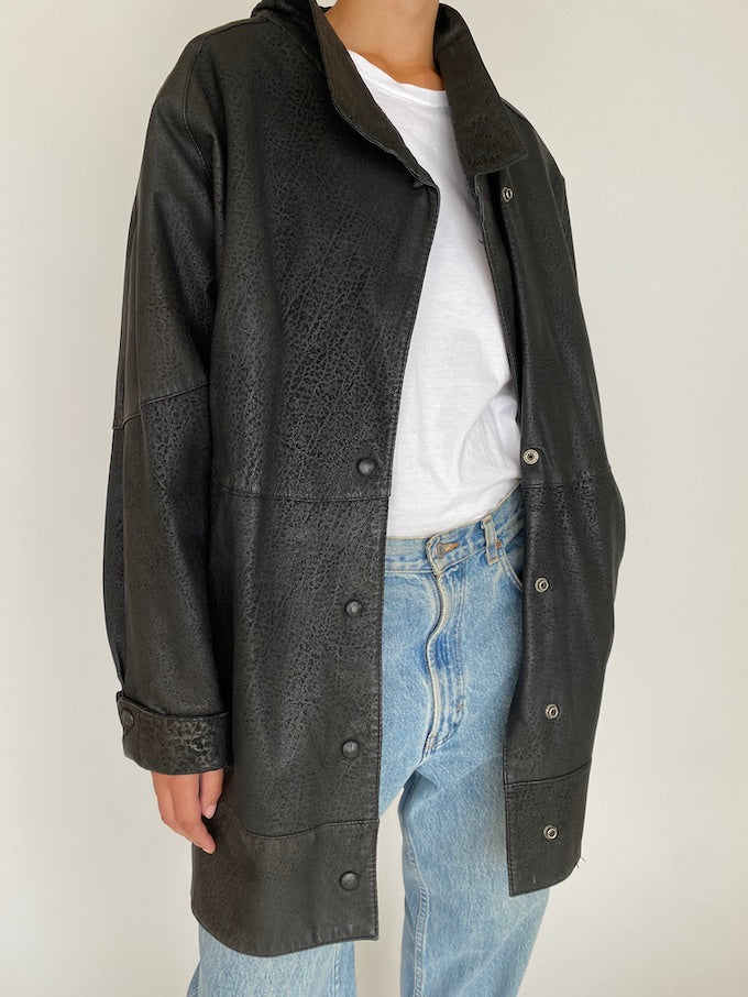 Vintage black leather jacket 4814