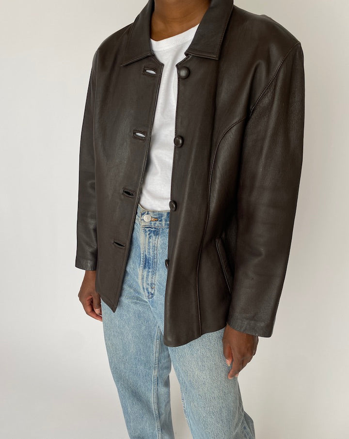 VINTAGE BROWN LEATHER JACKET 4819