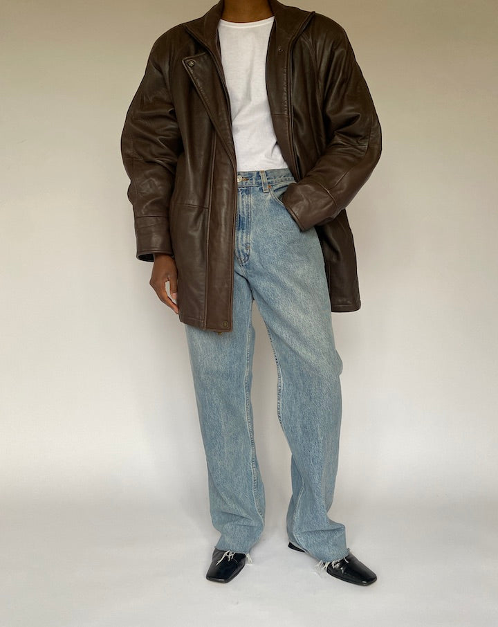 VINTAGE BROWN LEATHER JACKET 4858