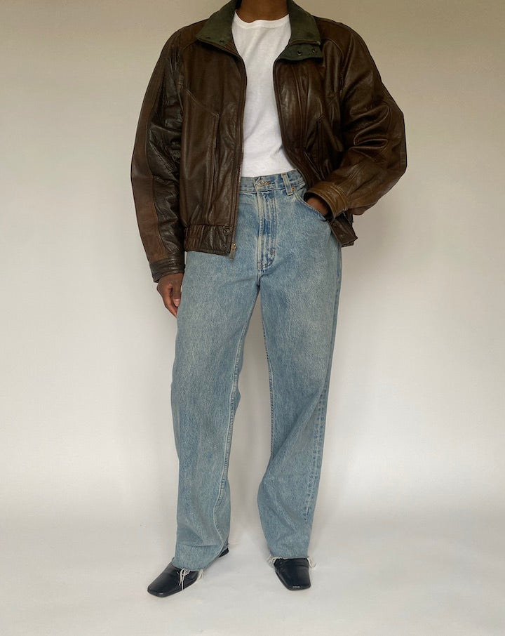 VINTAGE BROWN BOMBER LEATHER JACKET 4864