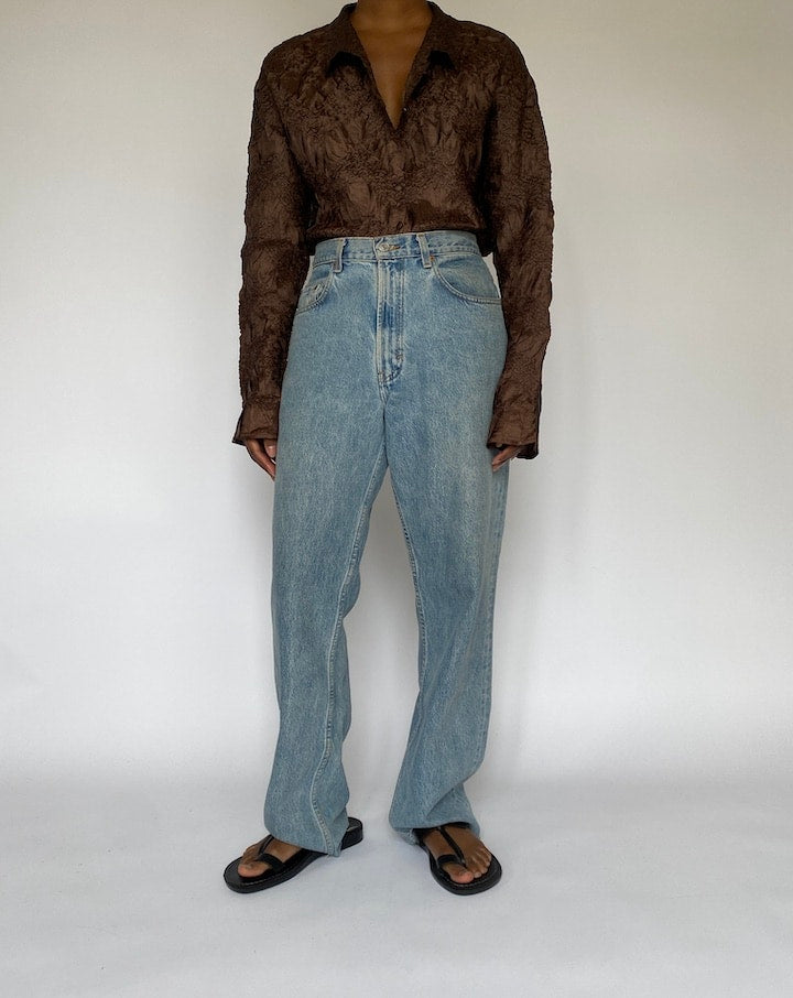 VINTAGE BROWN LONG SLEEVE BLOUSE 4873