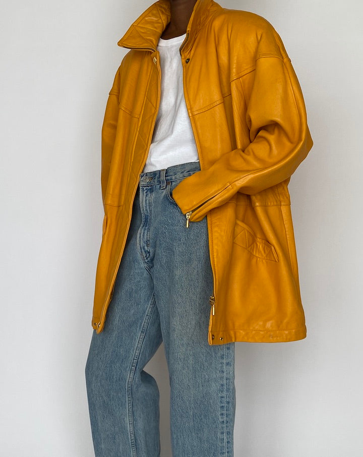 VINTAGE ORANGE LEATHER JACKET 4842
