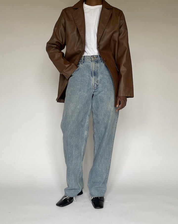 VINTAGE BROWN FAUX LEATHER JACKET 4914