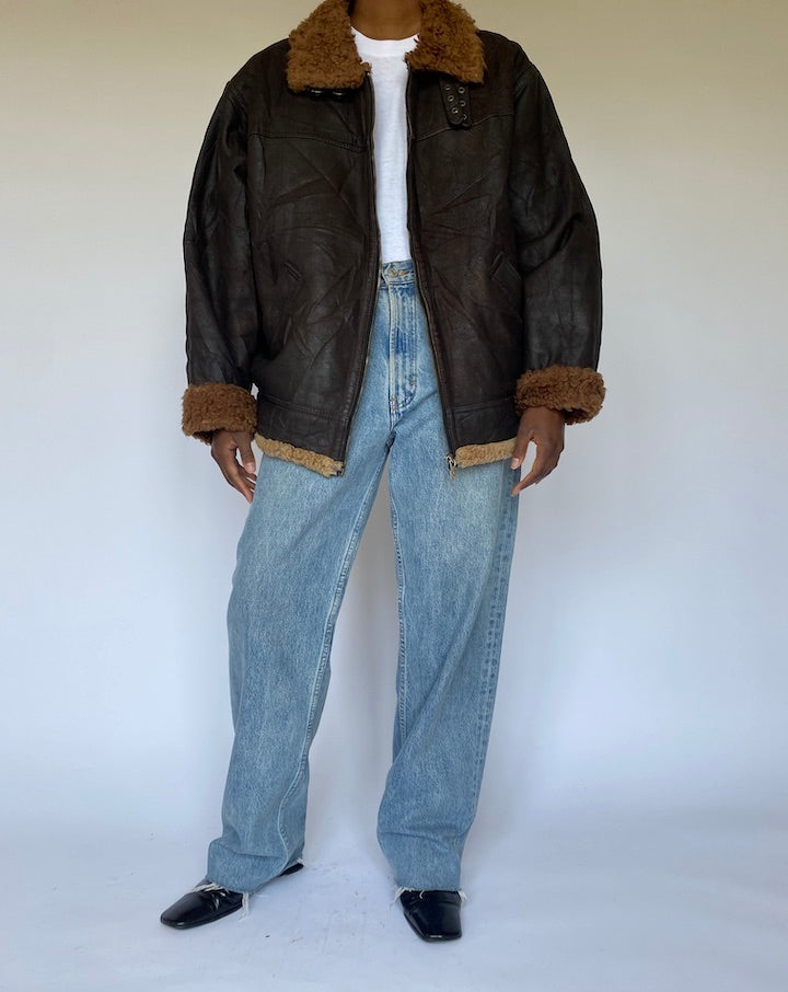 VINTAGE BROWN LEATHER JACKET 4949