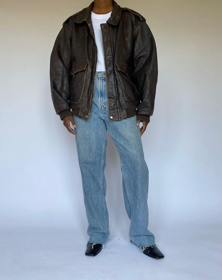 VINTAGE BROWN LEATHER JACKET 4977