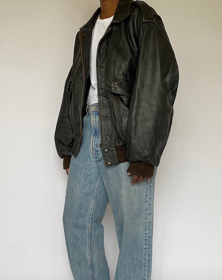 Vintage Brown Leather Jacket 5008