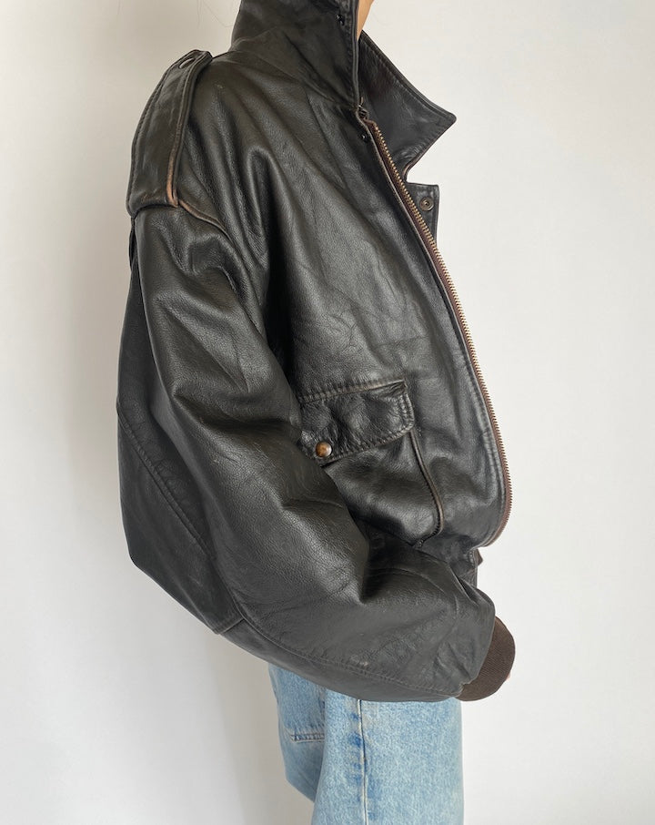 Vintage Brown Leather Jacket 5008