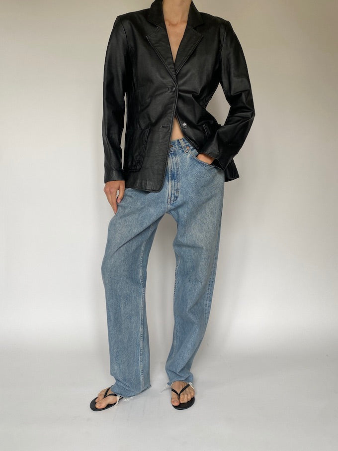 Vintage black leather jacket 5057