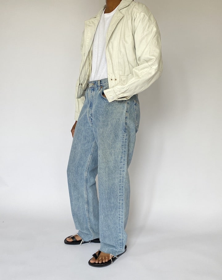 VINTAGE WHITE LEATHER JACKET 5082