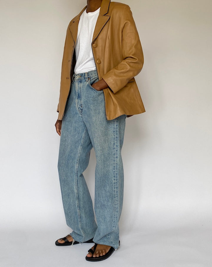 VINTAGE BEIGE LEATHER JACKET 5084