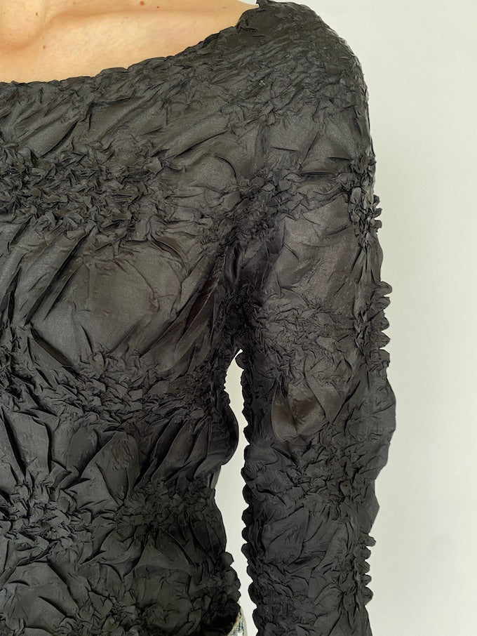 Vintage black wrinkled-effect top 5137