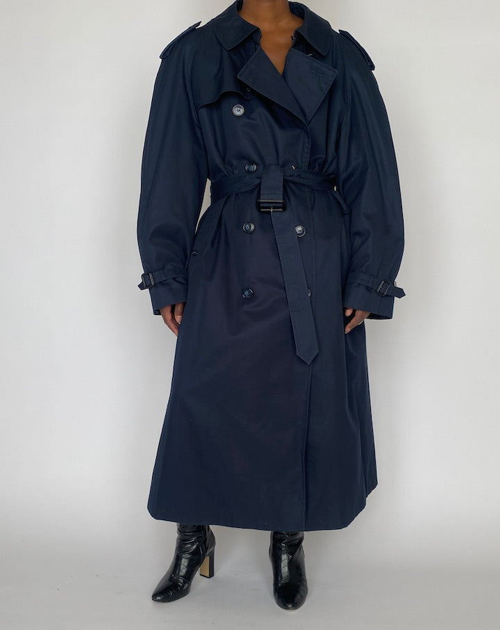Vintage Oversized Navy Trench Coat 5154
